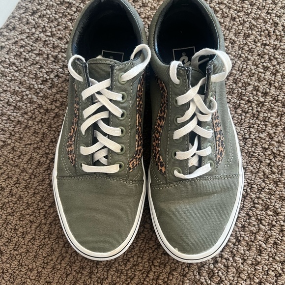 Vans Olive Green and Leopard Print Sneakers - Picture 3 of 8